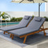 Gardeon 2x Sun Lounge Wooden Lounger Outdoor Furniture Day Bed Wheel Patio Grey