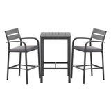 Gardeon 3Pcs Outdoor Bar Set Stools Dining Chairs Table Patio Aluminium Bistro Set Black