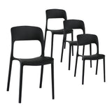 Gardeon 4PC Outdoor Dining Chairs Stackable PP Patio Chair Garden Furniture Black