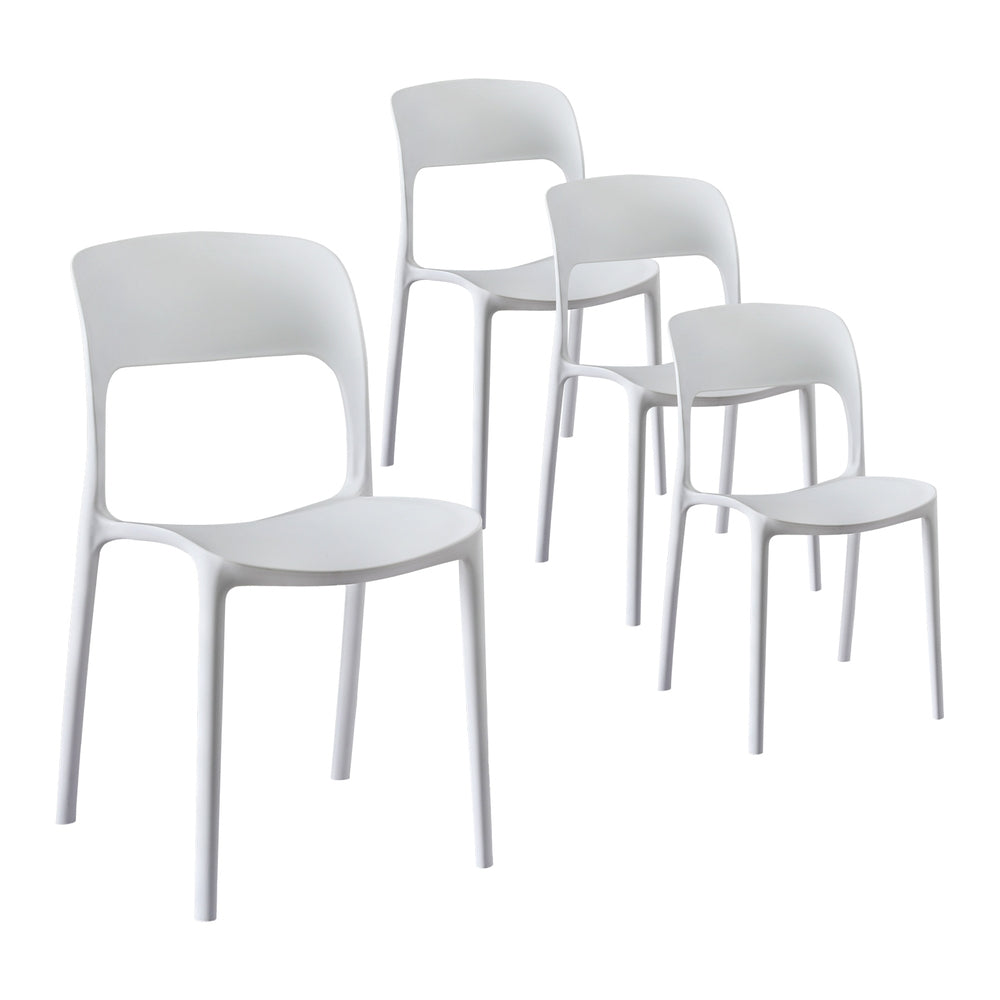 Gardeon 4PC Outdoor Dining Chairs Stackable PP Patio Chair Garden Furniture White