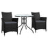 Gardeon 3PC Bistro Set Outdoor Furniture Rattan Table Chairs Cushion Patio Garden Idris