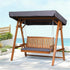 Gardeon Outdoor Wooden Swing Chair Garden Bench Canopy Cushion 3 Seater Teak