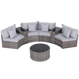 Gardeon 4 Seater Outdoor Sofa Set 7PCS Table Chair Set Garden Rattan Patio Furniture