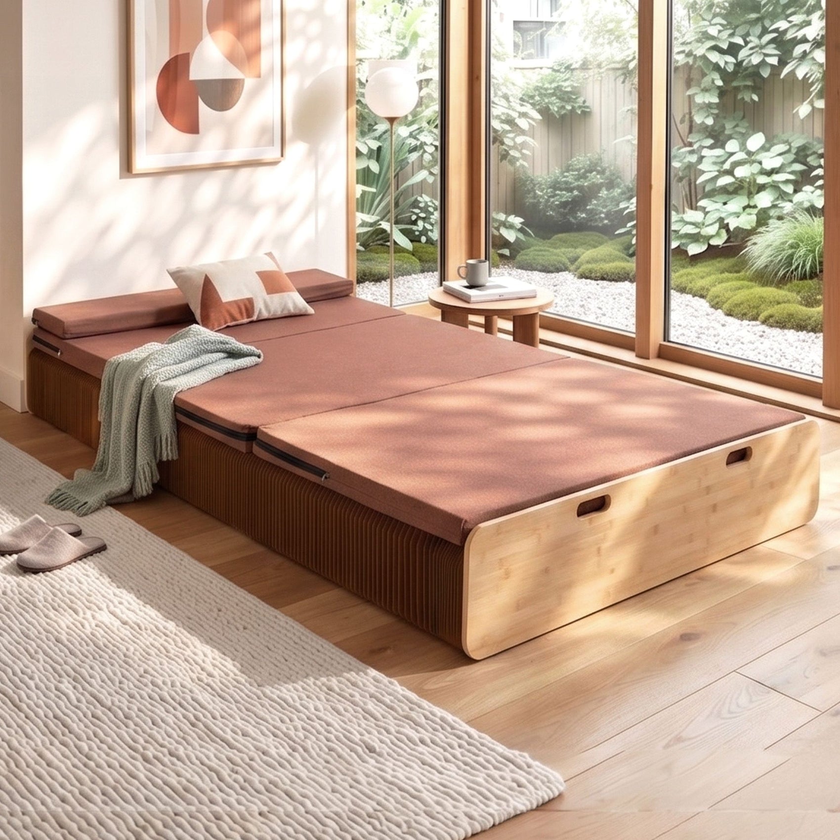 Artiss Folding Kraft Paper Bed Frame with Mattress and Pillow 300kg Capacity 200x120cm