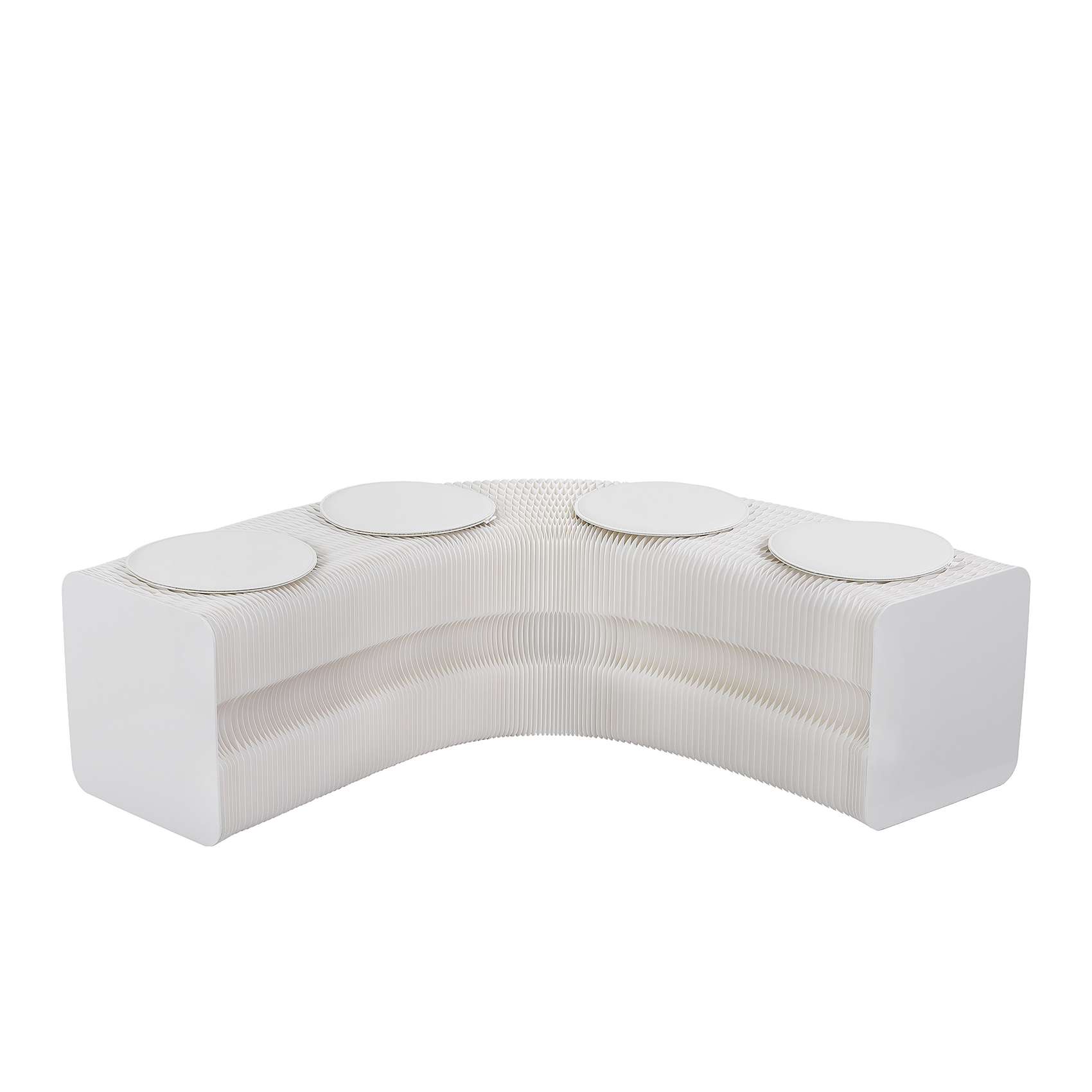 Artiss Folding Paper Bench With 4 PU Leather Seat Pads Expandable Accordion Stool For 4 Seats