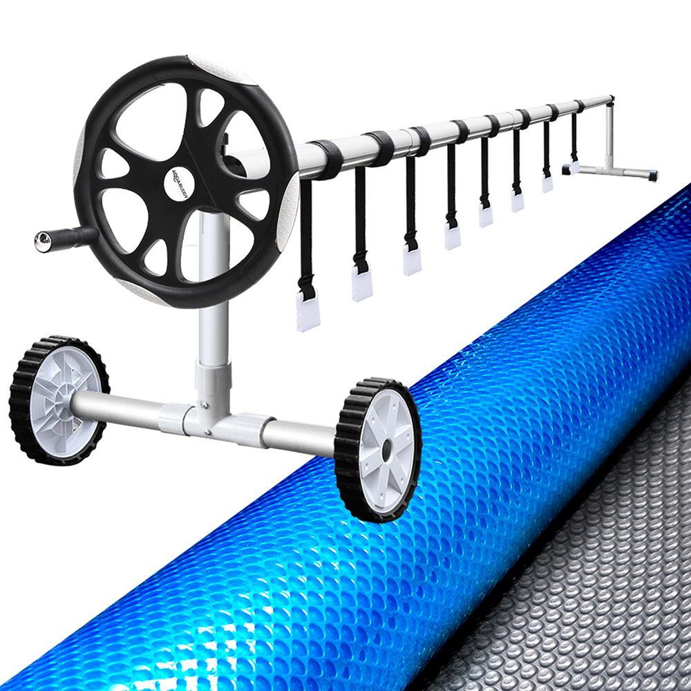 Aquabuddy Pool Cover 400 Micron 8x4.2m Swimming Pool Solar Blanket 5.5m Roller