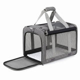 i.Pet Pet Carrier Bag Foldable Dog Cat Durable Crate Travel Cage Portable Car Kennel Grey