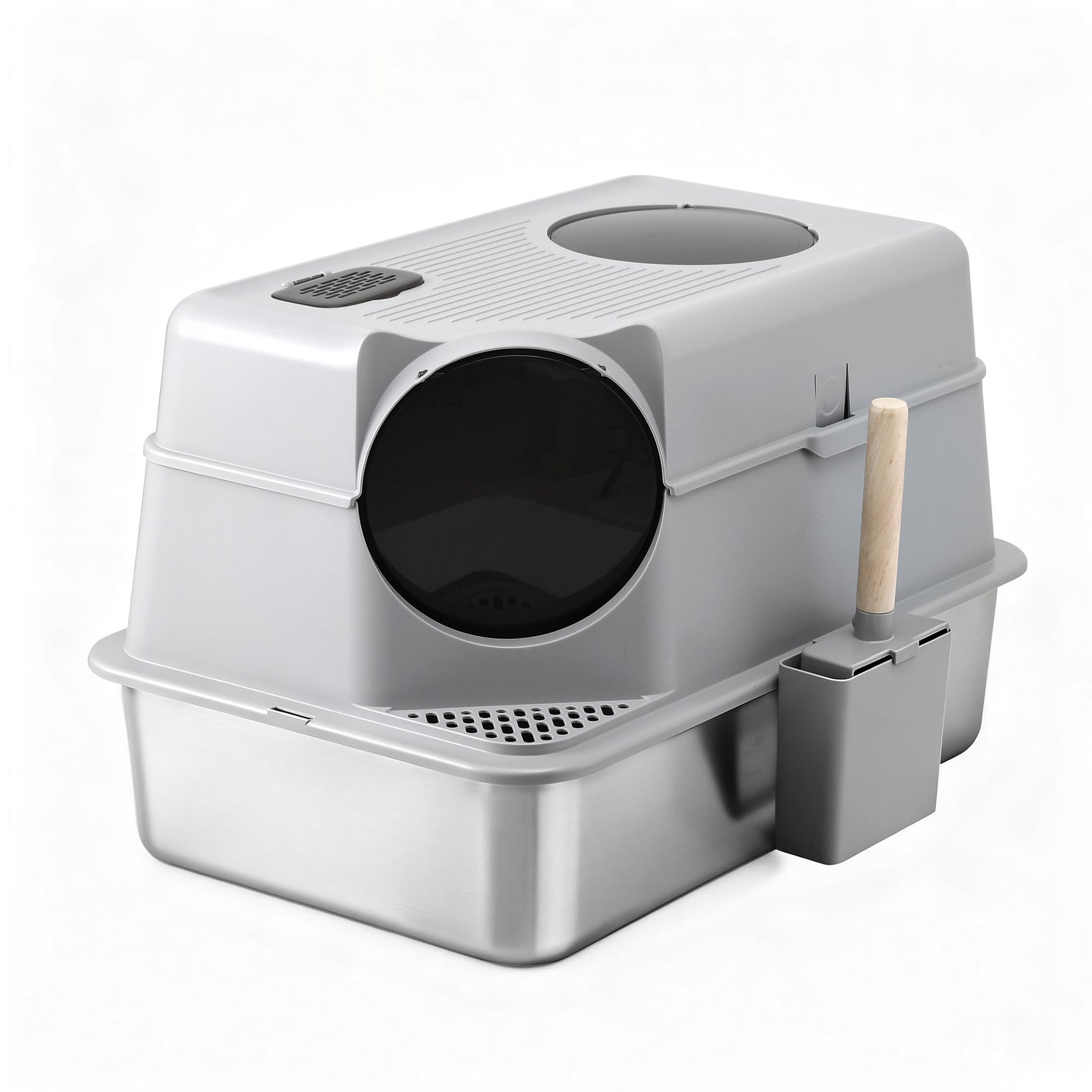 i.Pet Cat Litter Box Large Stainless Steel High Sided Pet Toilet Odour Control
