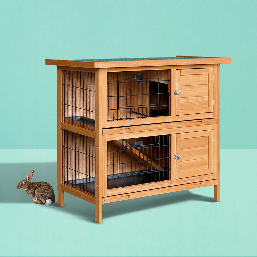 i.Pet Rabbit Hutch Chicken Coop 91.5cm x 45cm x 82cm Chicken Coop Large Wooden House Run Cage