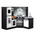 Keezi Kids Kitchen Play Set Wooden Pretend Cooking Playset w/Sounds Lights Black