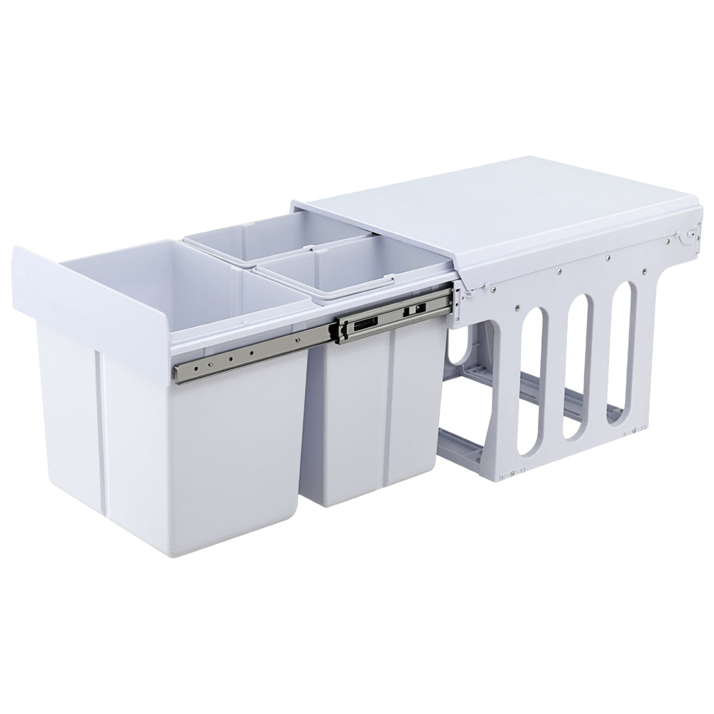 Cefito Pull Out Bin Kitchen Triple Slide Garbage Rubbish Bins Basket White 31L