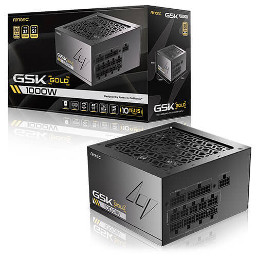 Antec GSK1000 AU, ATX 12V 3.1, 1000W, Full-Modular, 80 Plus Gold, 120mm FDB fan, 100â€“240V, OCP/OVP/UVP/SCP/OPP/OTP/SIP/NLO protection, 10yr wty