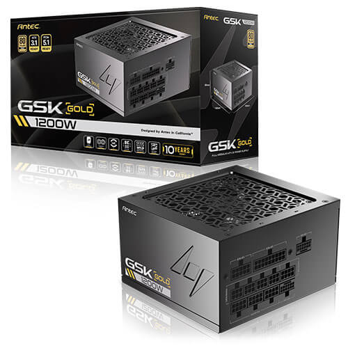 Antec GSK1200 AU, ATX 12V 3.1, 1200W, Full-Modular, 80 Plus Gold, 120mm FDB fan, 100â€“240V, OCP/OVP/UVP/SCP/OPP/OTP/SIP/NLO protection, 10yr wty
