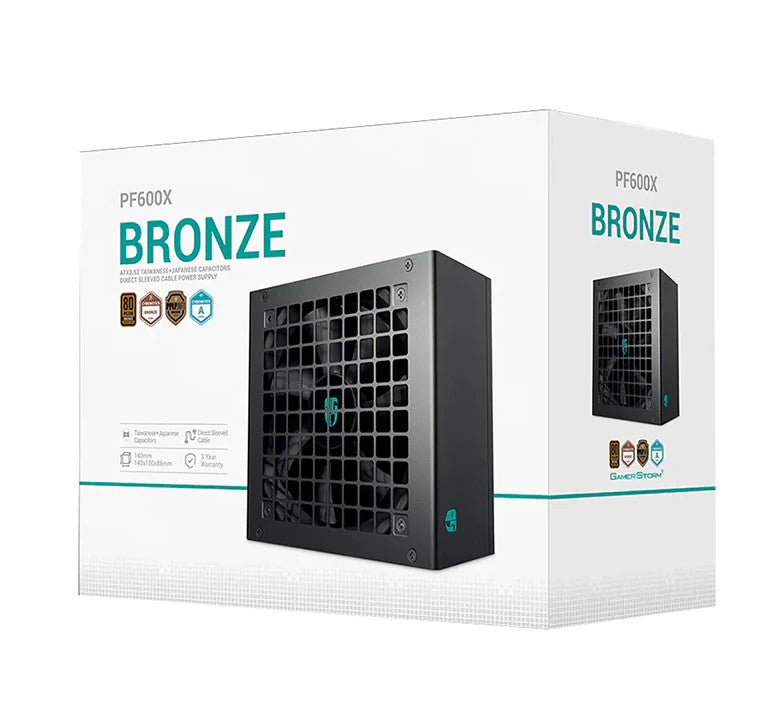 DeepCool PF600X 600W Gamer Storm 80+ Bronze/ Cybenetics ATX Power Supply 120mm Fan, Japanese & Taiwanese Capacitors, DC to DC, ATX12V V2.52