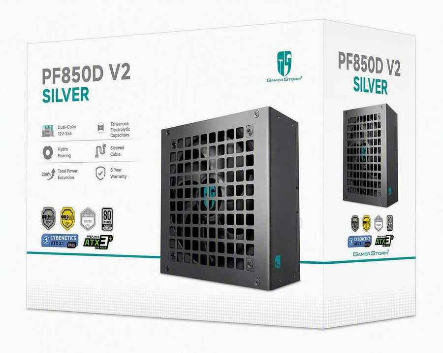DeepCool PF850D V2 850W Gamer Storm 80+ Silver/Cybenetics Non-Modular ATX Power Supply, Taiwanese Capacitors, ATX12V V3.1