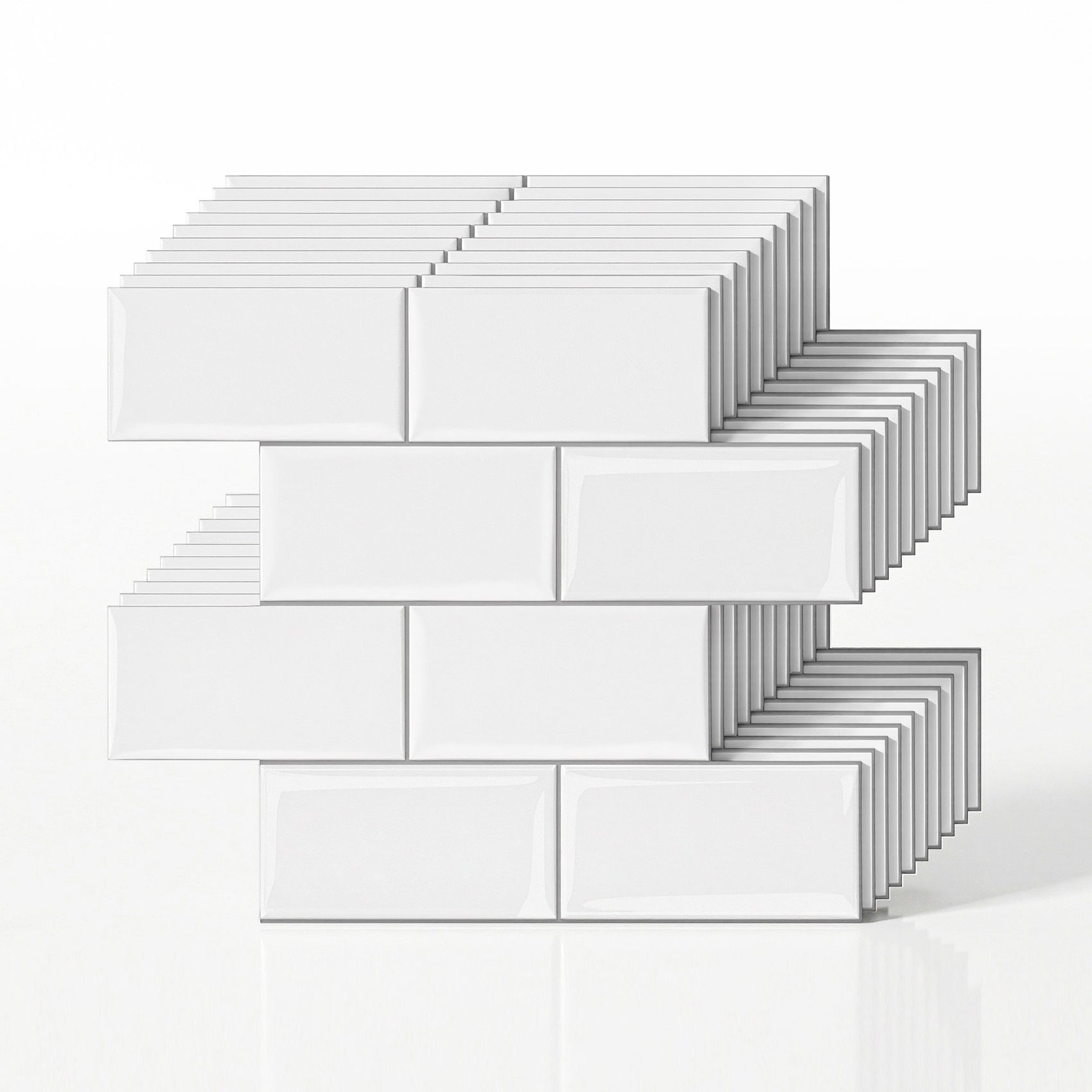 Artiss 3D Peel and Stick Wall Tiles Self Adhesive Subway Backsplash 10 Sheets, White