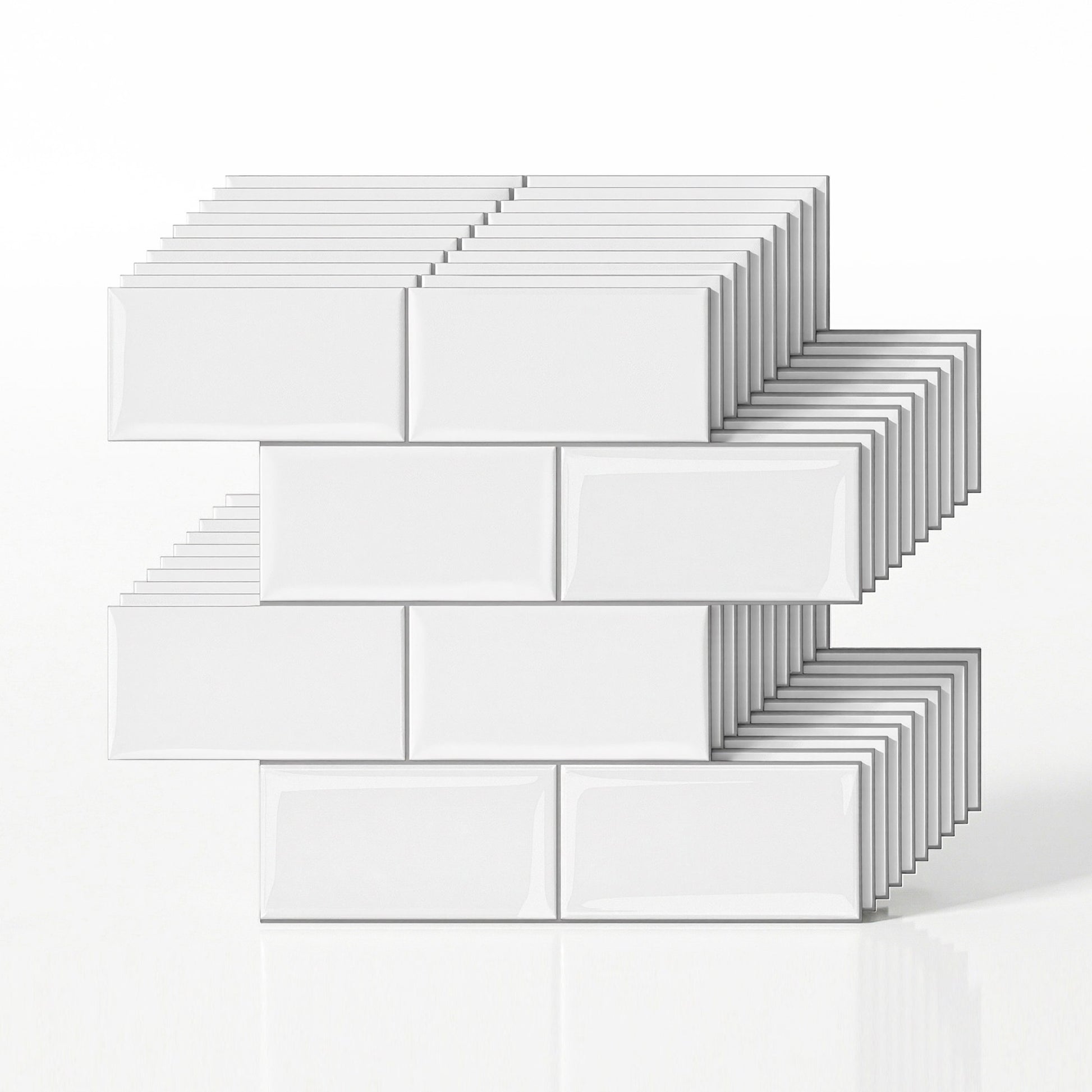 Artiss 3D Peel and Stick Wall Tiles Self Adhesive Subway Backsplash 10 Sheets, White