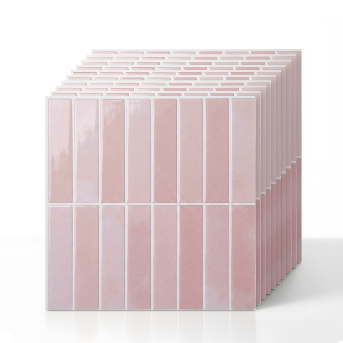 Artiss 3D Peel and Stick Wall Tiles Self Adhesive LinearGrid Backsplash 10 Sheets, Pink