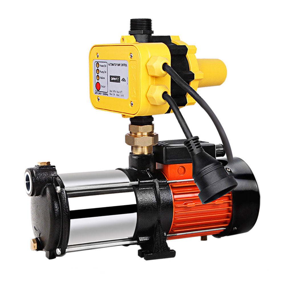 Giantz 1800W Max 5-Stage Garden Water Pump High Pressure Irrigation Booster Pump, Automatic Multi-Stage External Sprinkler Pump for Rainwater Tank Transfer, Home Farm Lawn, Yellow