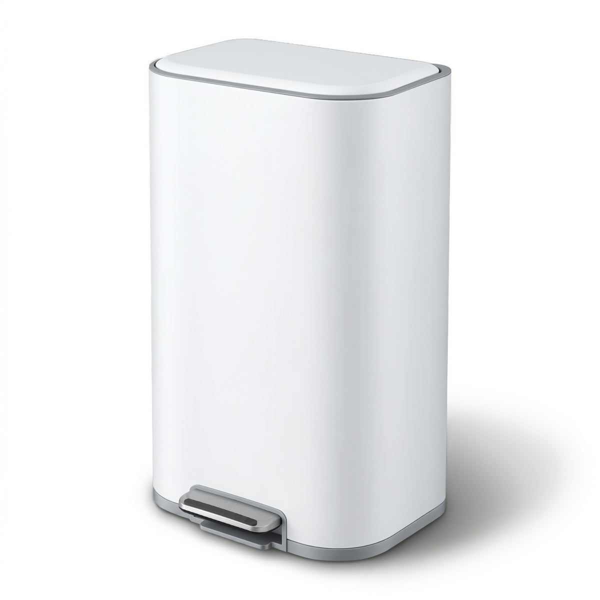 Cefito Kitchen Trash Can 40L Pedal Bins Rubbish Bin Steel with Soft Close Lid, Removable Inner Bucket, Rectangular Garbage Can Recycling Bin, White