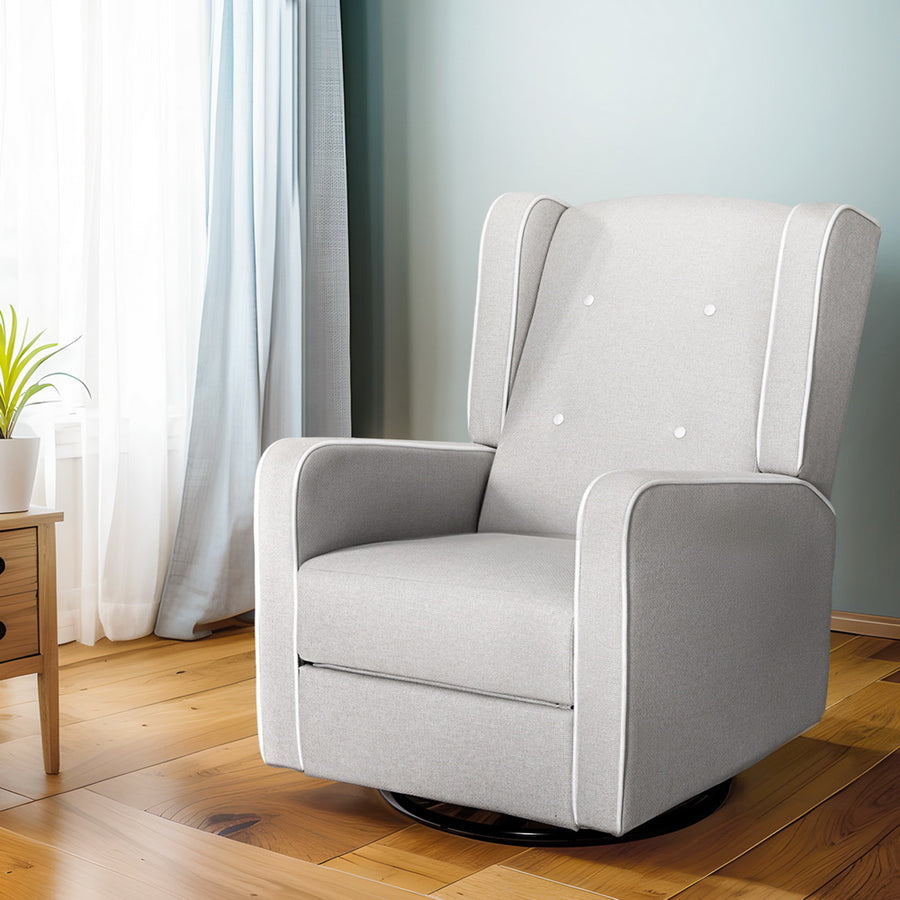 Artiss Recliner Armchair 360ï¿½ Swivel Grey Fabric