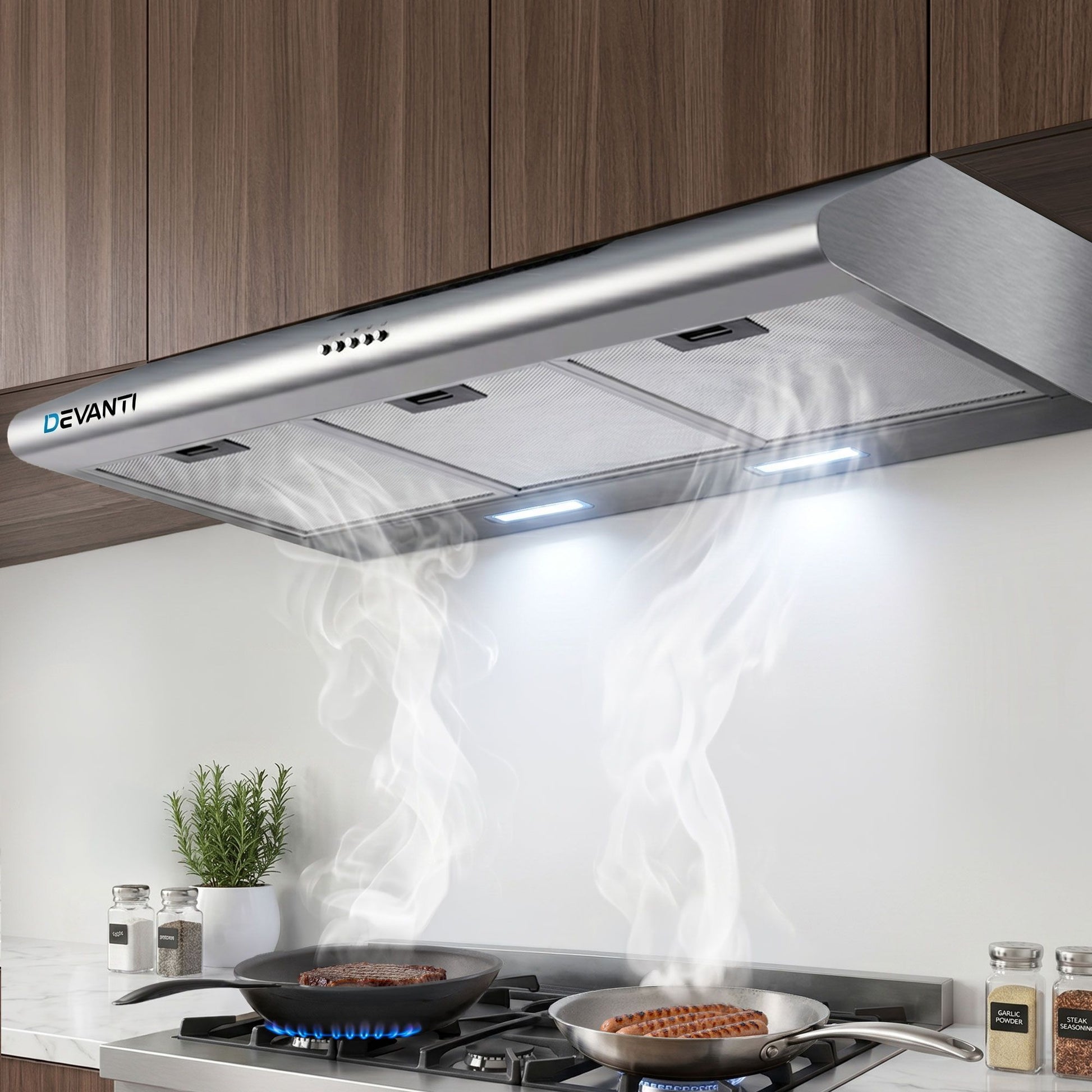 Devanti 900mm Range Hood 90cm Rangehood Stainless Steel