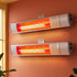 Devanti 2PCS Electric Strip Heater Radiant Infrared Heaters Remote Control 2000W