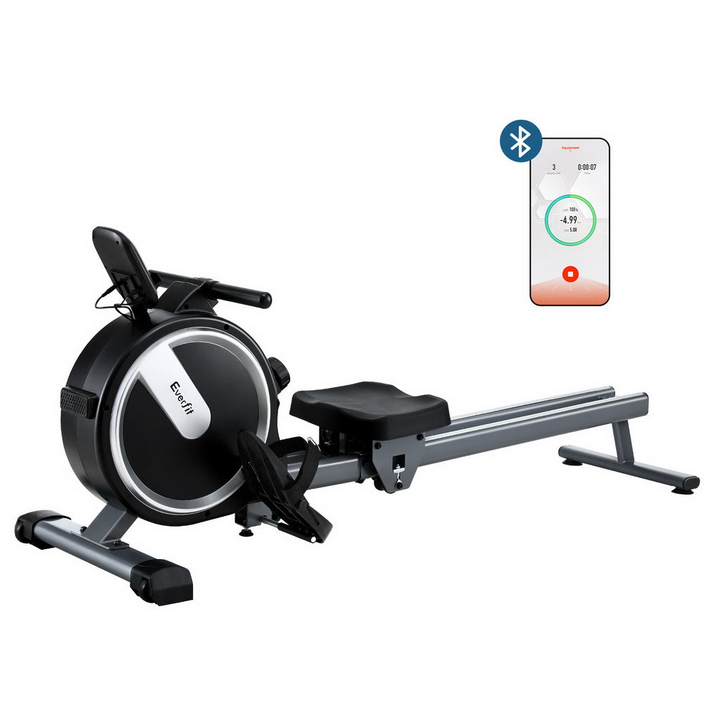 Everfit 16 Level Magnetic Rowing Machine for Home with App Connect Black