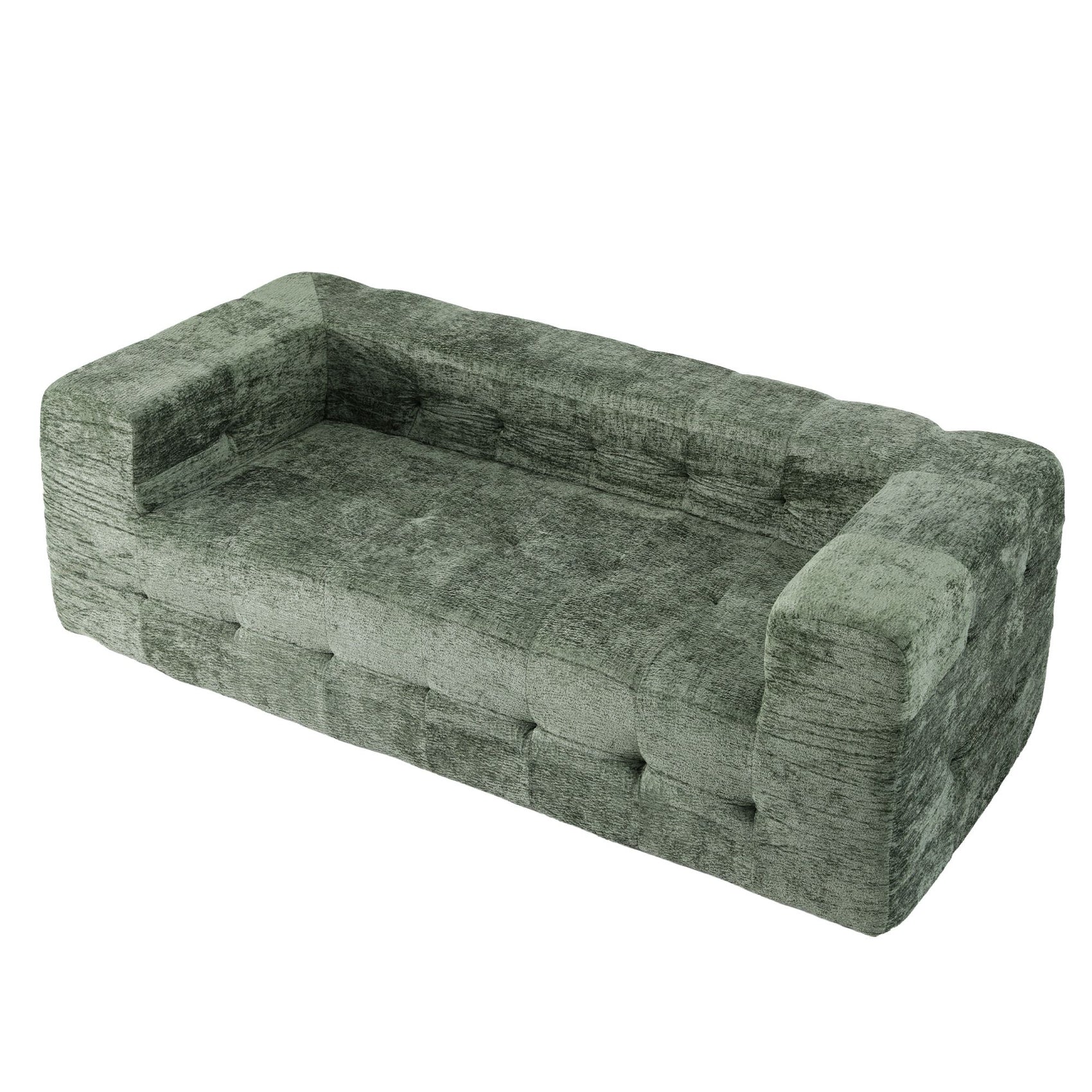 Artiss Comfort Boneless Sofa for Living Room Green Luxury Chenille