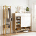 Artiss Shoe Rack Cabinet Wooden & Bamboo Clothes Rack Set Storage Shelf White Pine