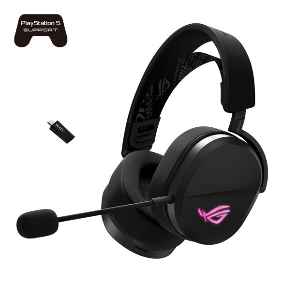 ASUS ROG Pelta Gaming Headset Black, Tri-Mode (2.4GHz/BT/USB-C), 50mm Titanium Drivers, 32Î©, 20Hz-20kHz, 10mm Mic, 70H Battery, 309g, RGB