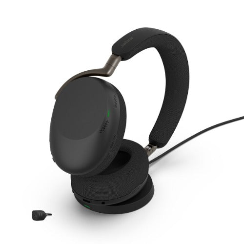 Jabra Evolve3 85, UC Stereo Black Bluetooth ANC Headset with Wireless Charging Pad, Link390C BT, USB-C