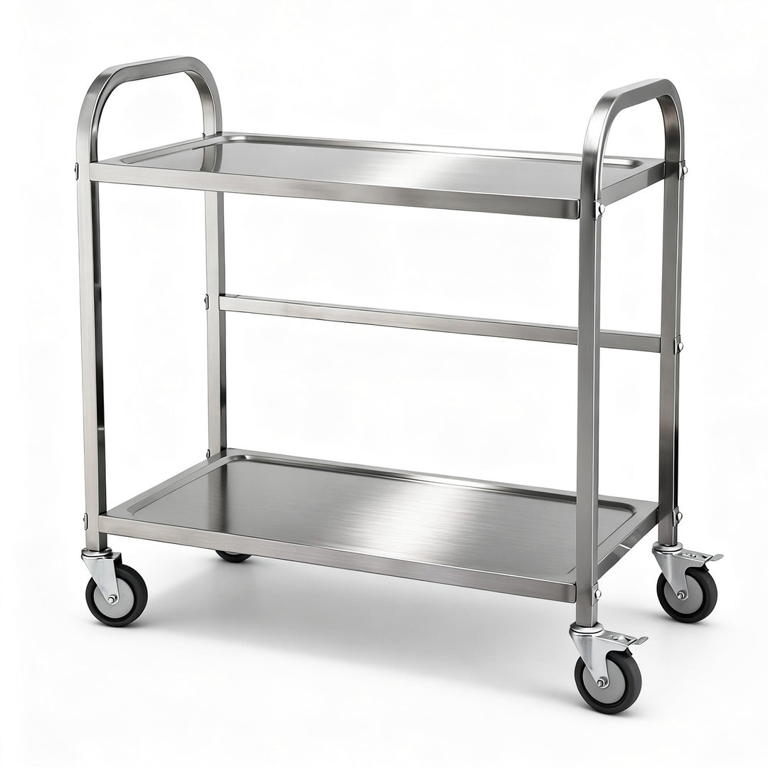 Cefito 2-Tier Stainless Steel Kitchen Trolley with Wheels 84x56x98cm