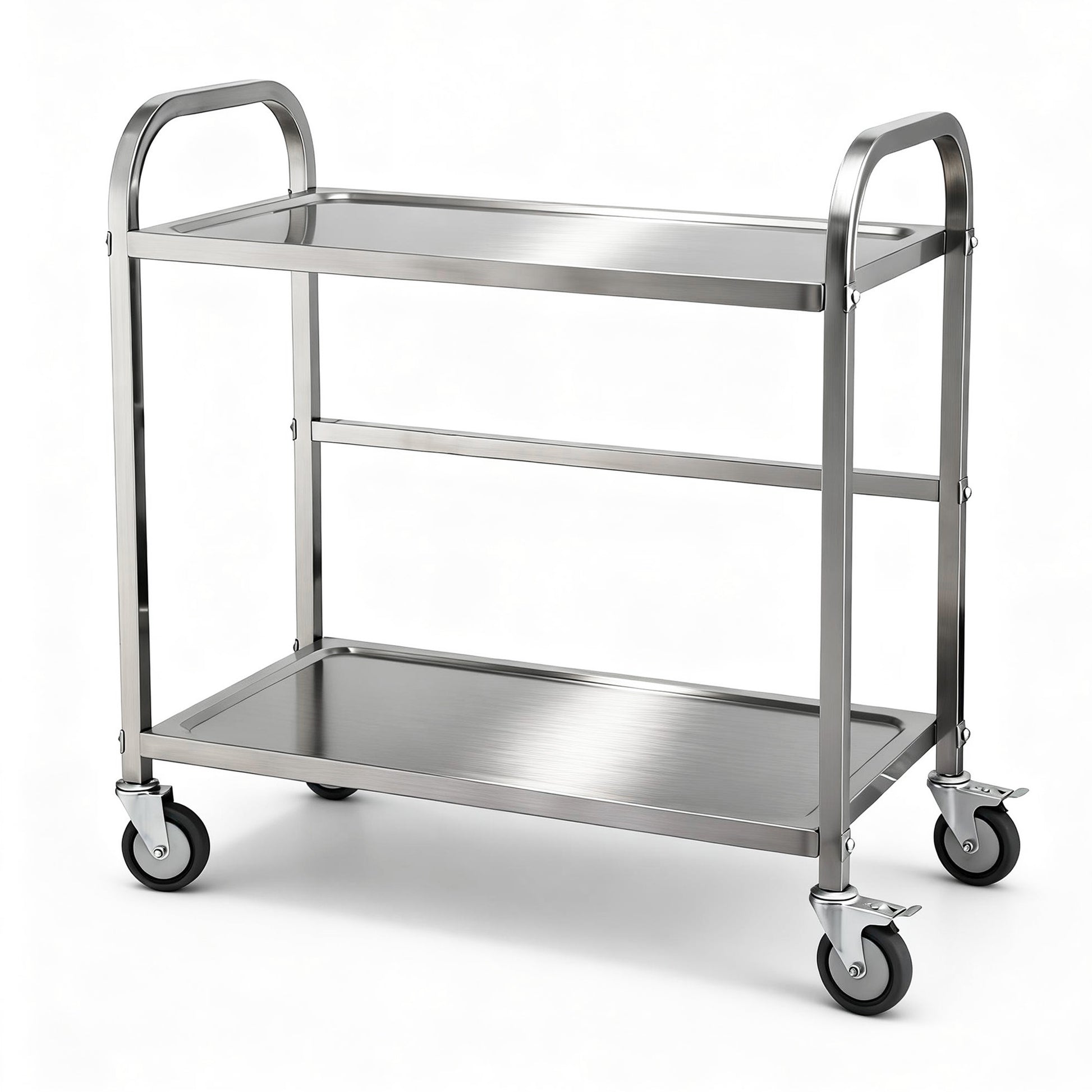 Cefito 2-Tier Stainless Steel Kitchen Trolley with Wheels 84x56x98cm