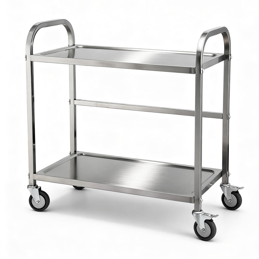 Cefito 2-Tier Stainless Steel Kitchen Trolley with Wheels 84x56x98cm