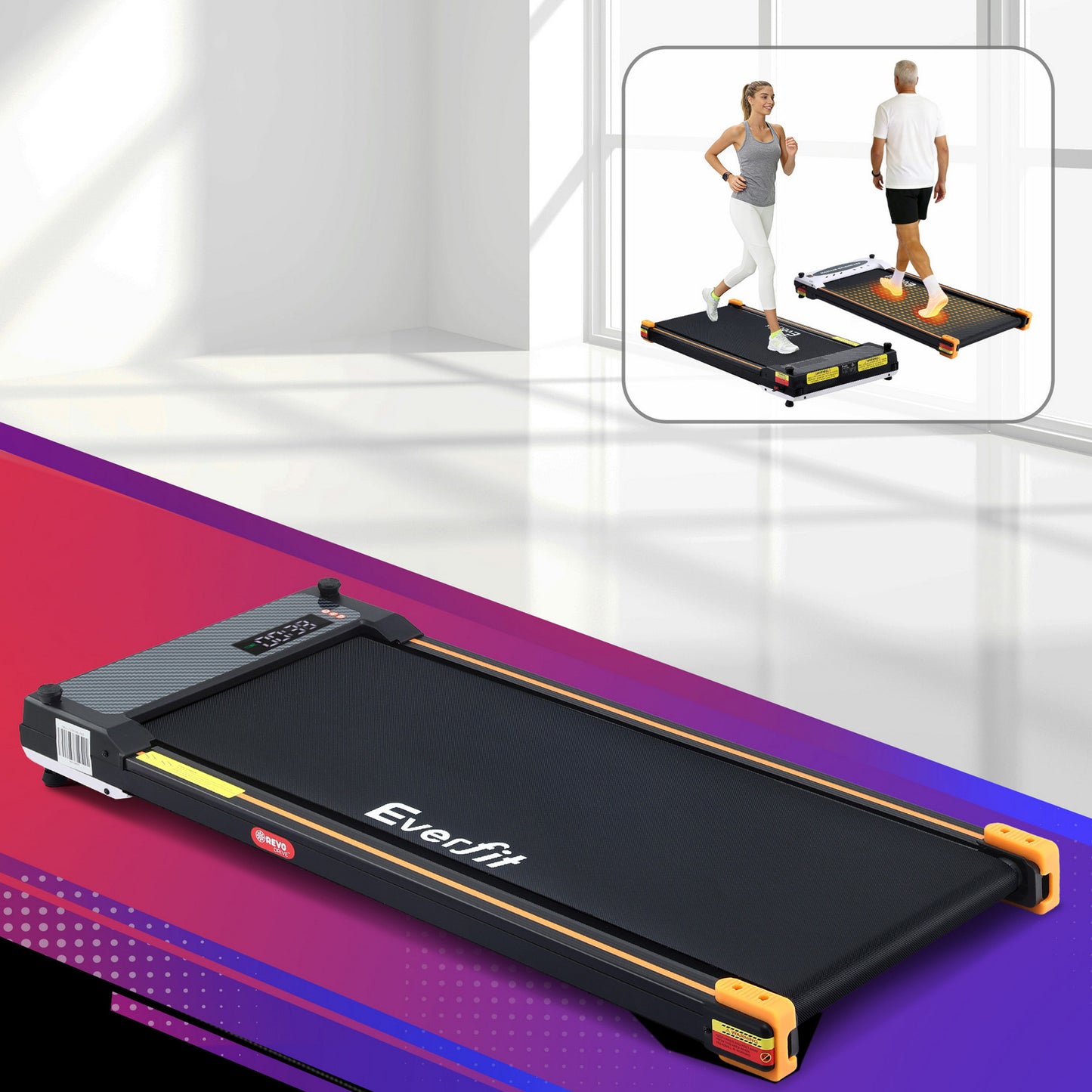 Everfit 2 Side Walking Pad Treadmill with Massage Function Fitness 380mm Black