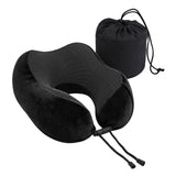 Wanderlite Travel Pillow for Airplanes Memory Foam Neck Pillows for Traveling, Soft & Washable Cover with Storage Bag, Portable Plane Accessories for Airplanes Offices Cars, Black