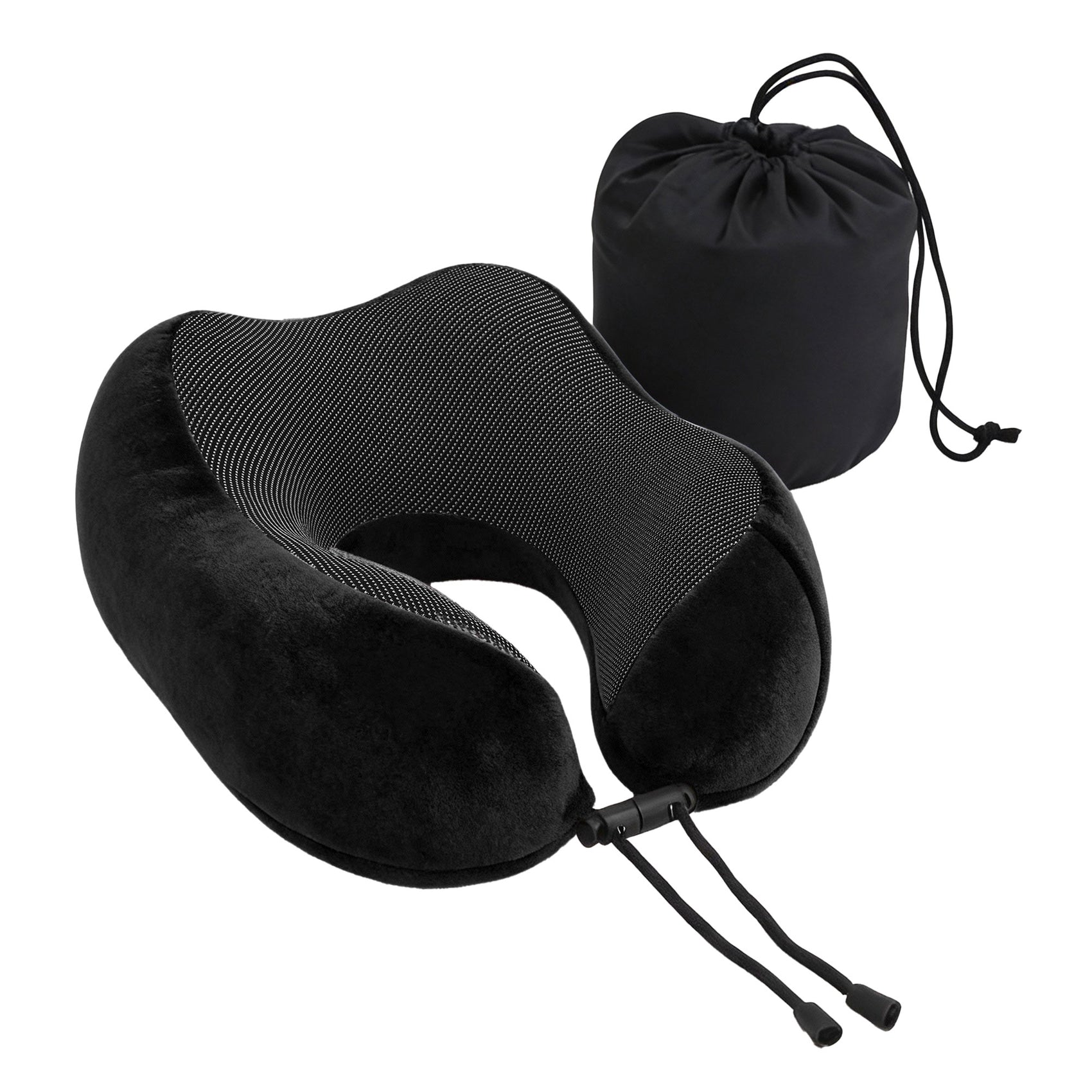 Wanderlite Travel Pillow for Airplanes Memory Foam Neck Pillows for Traveling, Soft & Washable Cover with Storage Bag, Portable Plane Accessories for Airplanes Offices Cars, Black