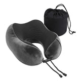 Wanderlite Travel Pillow for Airplanes Memory Foam Neck Pillows for Traveling, Soft & Washable Cover with Storage Bag, Portable Plane Accessories for Airplanes Offices Cars, Grey