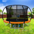 Everfit 8FT Trampoline for Kids w/ Ladder Enclosure Safety Net Rebounder Orange