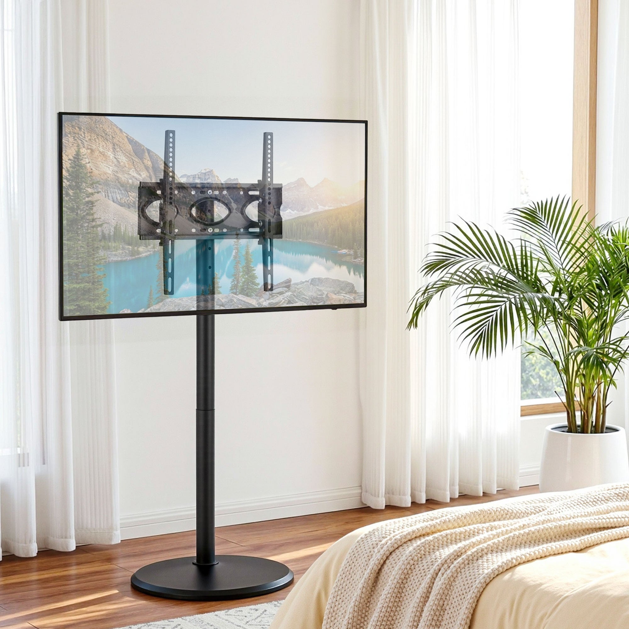 Artiss 32-55 Inch Mobile TV Stand with Wheels Height & Tilt Adjustable Floor Mount