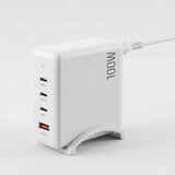 Devanti USB C Charger 100W Fast Charger 4 Port GaN Desktop Station White
