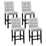 Artiss 4x Bar Stools Kitchen Dining Chairs Counter Fabric Stool Wooden Ada Grey