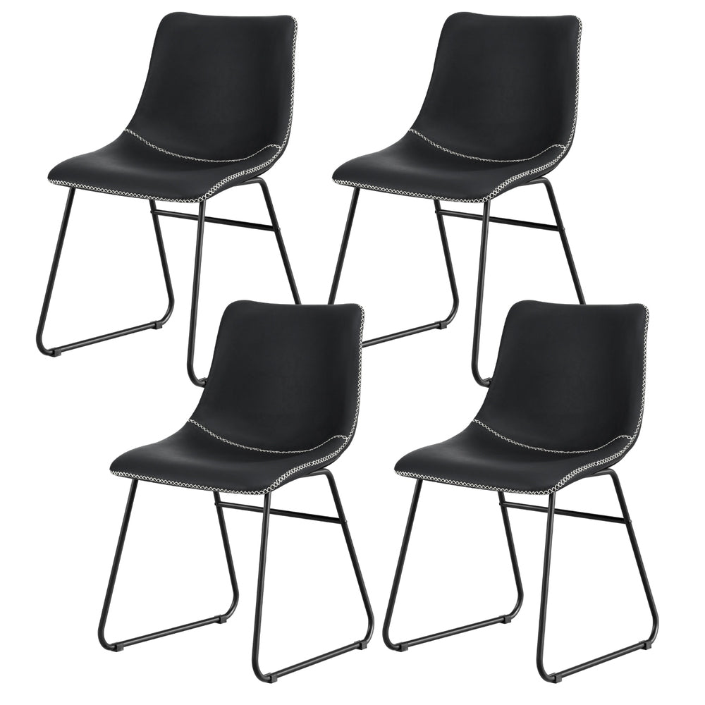 Artiss 4x Dining Chairs Retro PU Leather Kitchen Lounge Cafe Accent Chair Black