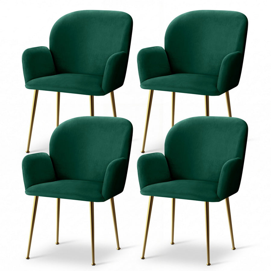 Artiss Dining Chairs Set of 4 Velvet Armchair Green
