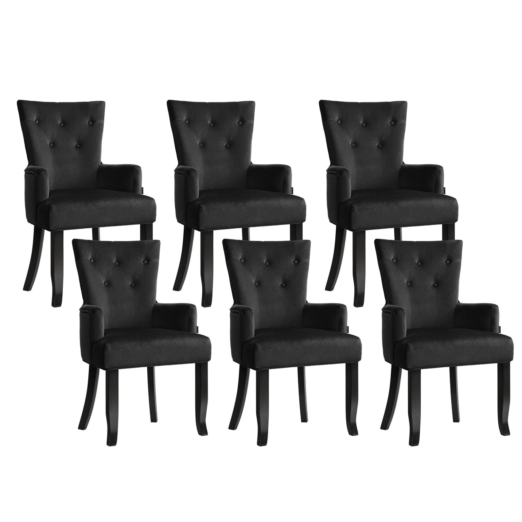 6x Artiss Dining Chairs Velvet French Provincial Armchair Black