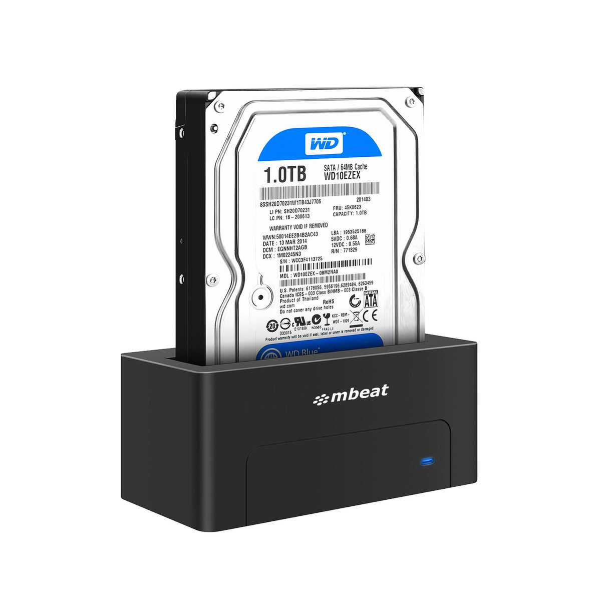 mbeatÂ® D1 USB 3.0 3.5' & 2.5' SATA HDD Docking Station - Black Product Weight: 250g HDD Capacity: Max. 20TB Data Speed: Max. 5Gbps