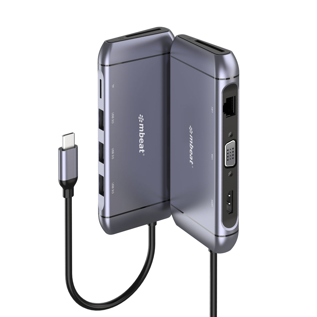 (LS) mbeatÂ® Elite X9 9-in-1 Multifunction USB-C Docking Station 1x HDMI, 1x VGA 1x USB-C Power Delivery 100W, 3x USB 3.0, MicroSD/SD Card