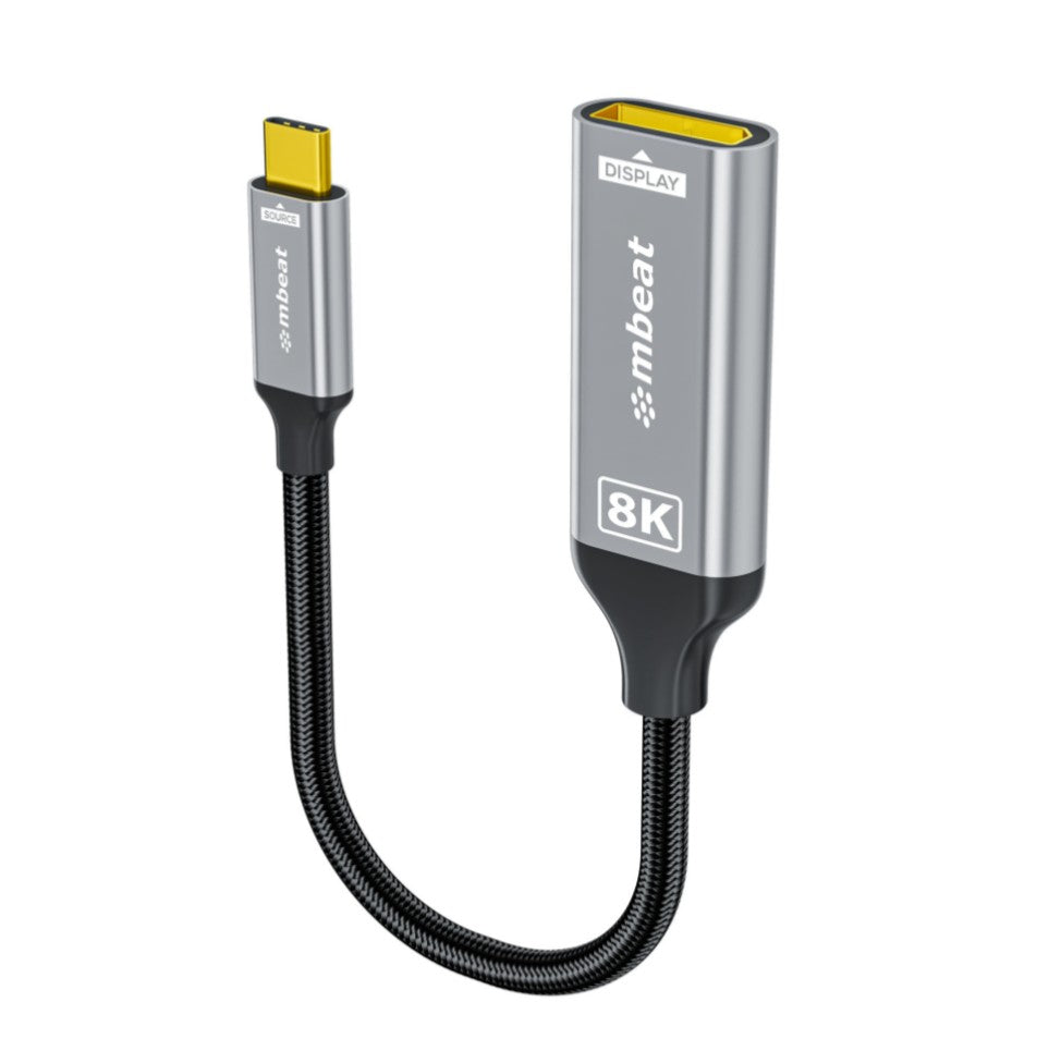 (LS) mbeatÂ® Tough Link 8K USB-C to DP Adapter - Space Grey USB-C (male) to DisplayPort (female) Up to 32.4Gbps