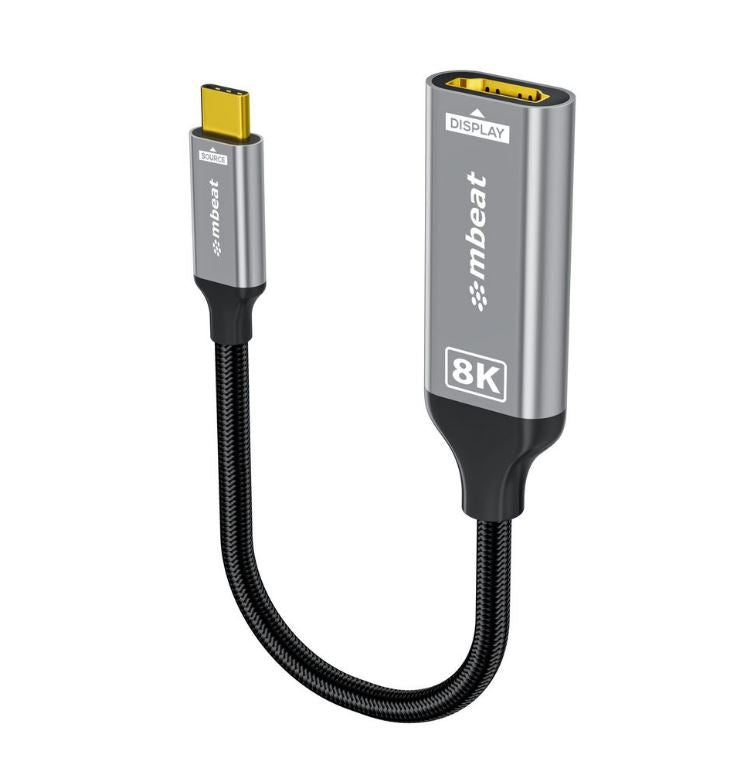 mbeatÂ® Tough Link 8K USB-C to HDMI Adapter - Space Grey Up to 48Gbps (HDMI 2.1) Up to 8K (7680 x 4320) @60Hz